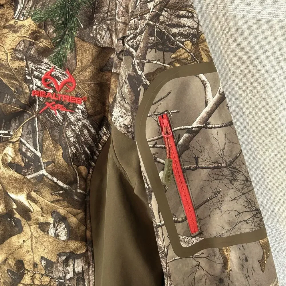 Realtree Xtra Women’s Size XL Full Zip Camo Hunting Jacket Red‎ Trim Coat